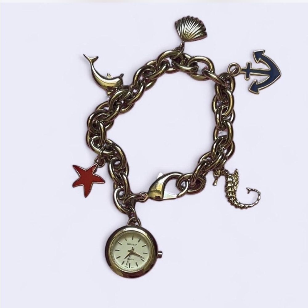 Silver Nautical Charm Bracelet with Watch